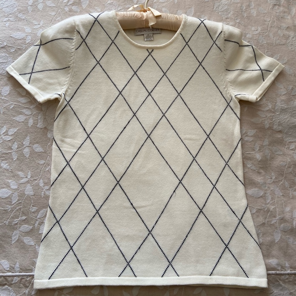 Cotton knit short sleeve sweater